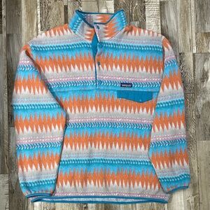 Patagonia Orange and Blue Geometric Synchilla Fleece